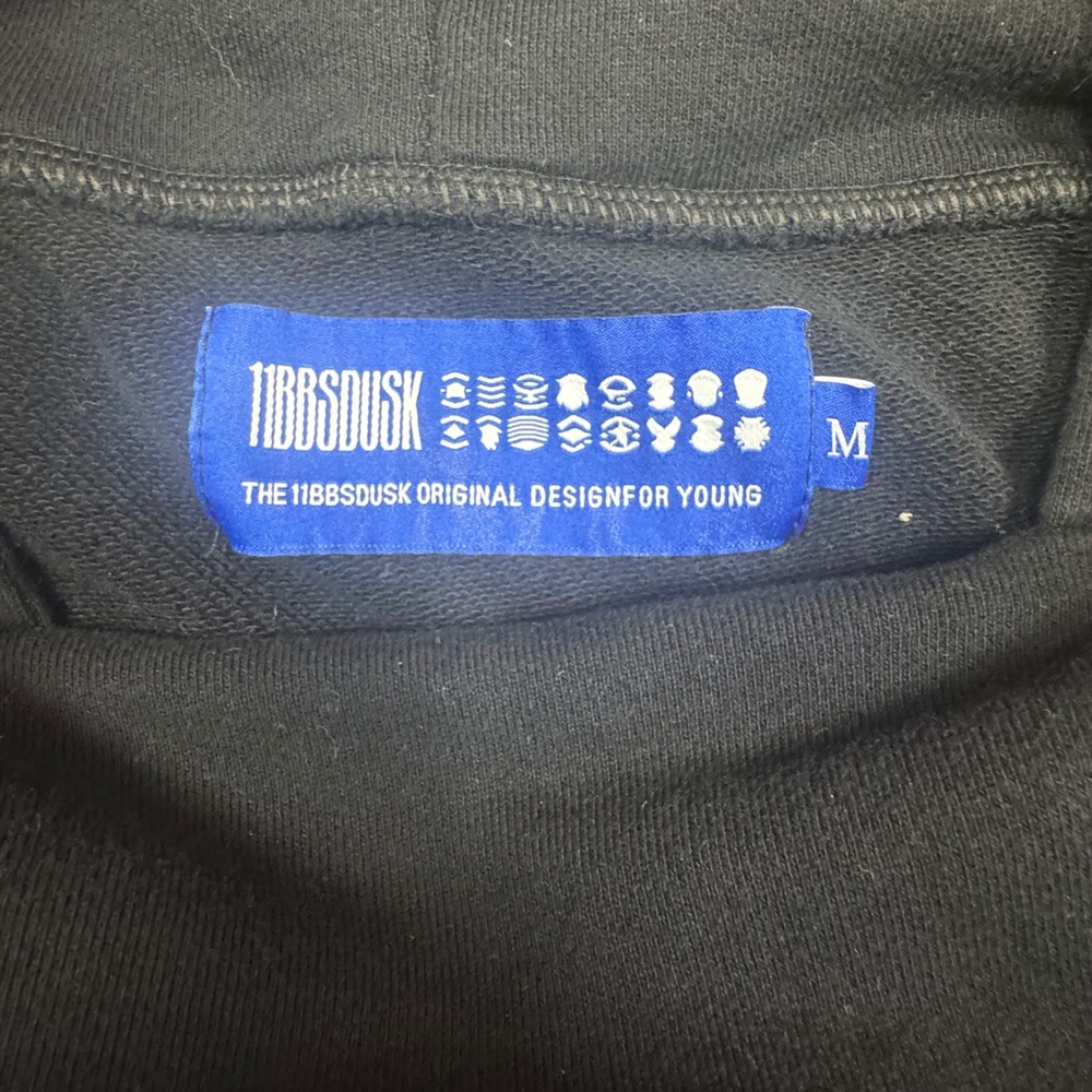 11 by BBS DUSK Boris Bidjan‎ Saberi Terry Buckle Mens Black Hoodie Size M - Picture 4 of 9